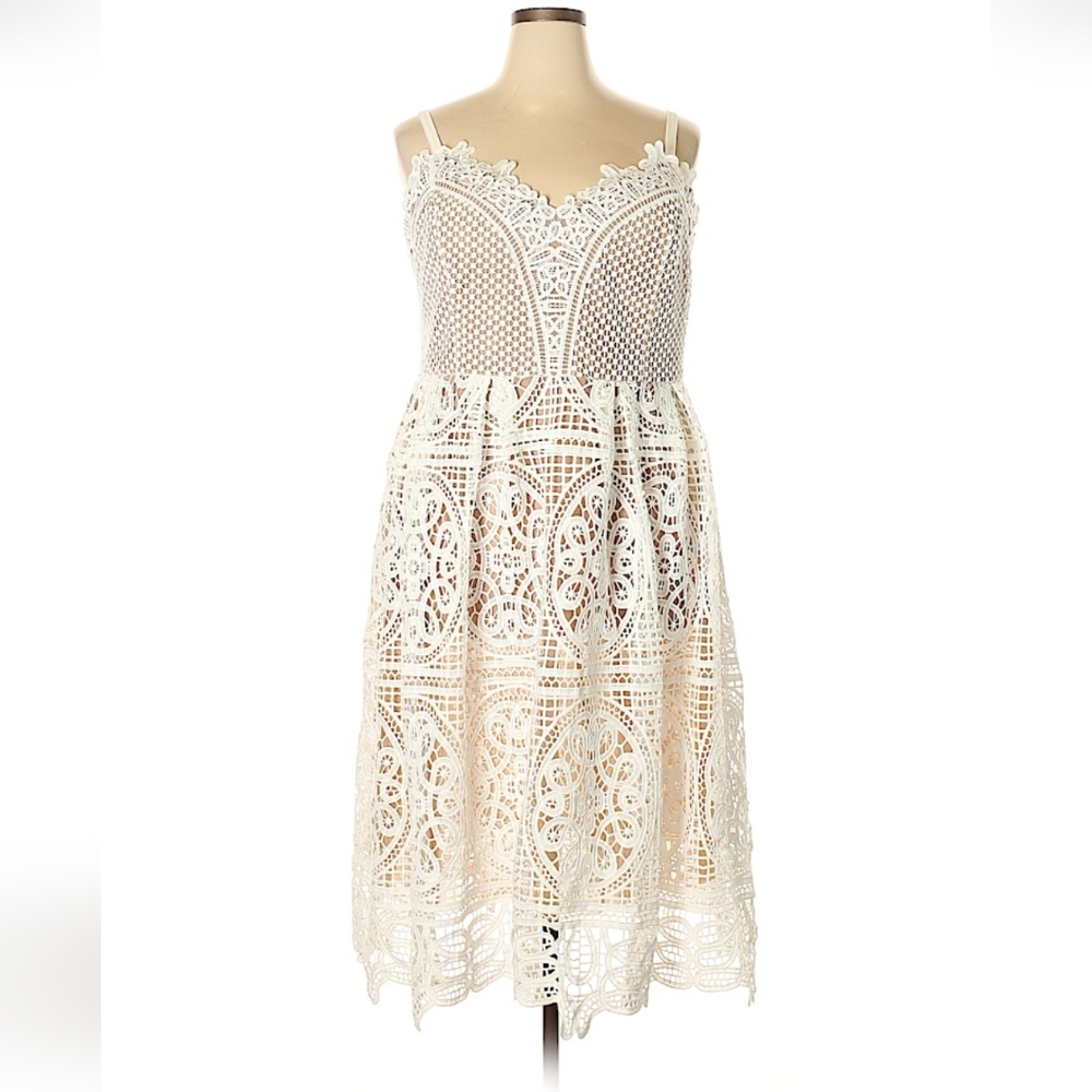 City Chic White Lace Midi Dress